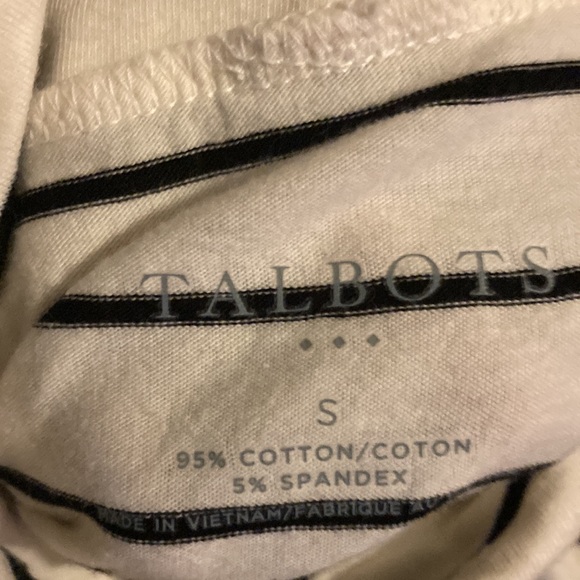 Talbots white and navy blue stripes turtleneck, long sleeve women’s small top - Picture 2 of 3